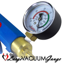 Load image into Gallery viewer, LeLuv Maxi Blue Plus Vacuum Gauge Penis Pump Bundle with Premium Silicone Hose and 4 Sizes of Constriction Rings 12 inch x 2 inch Cylinder
