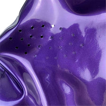 Load image into Gallery viewer, Yuanweicloths Halloween Purple Latex Hood Rubber Mask with Honeycomb Open Eyes for Catsuit Cosplay Party Fetish (S)
