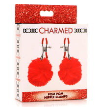 Load image into Gallery viewer, Charmed Pom Pom Nipple Clamps. Breast &amp; Nipple Stimulator for Women and Men. Adult BDSM and Couples Sex Toys for Adults. Made of Vegan Faux Fur for Those with Allergies - Adjustable Pressure - Black
